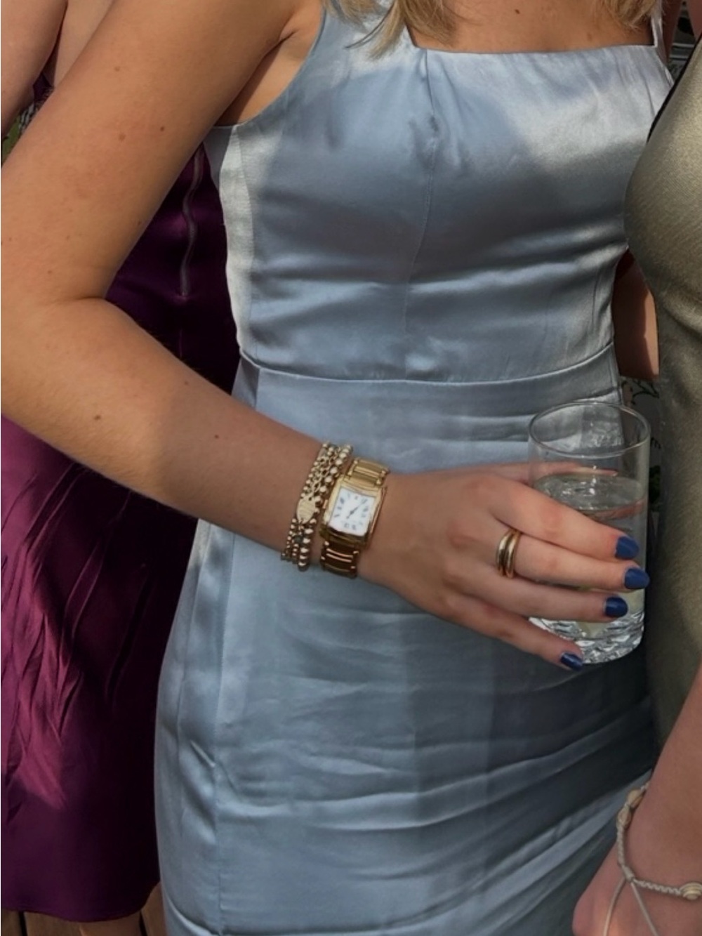 Reformation Satin Light Blue Slip Dress